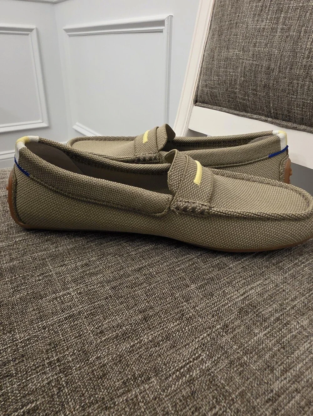 Rothy's Women's The Driver Knit Slip On Loafers Latte/Yellow Size 8 NWOT